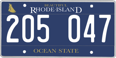 RI license plate 205047