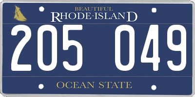 RI license plate 205049