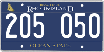 RI license plate 205050