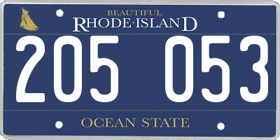RI license plate 205053