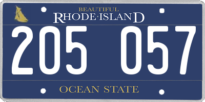 RI license plate 205057
