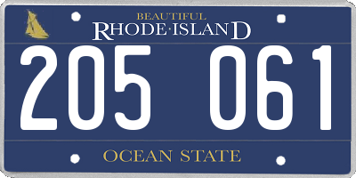 RI license plate 205061