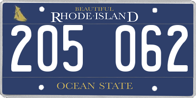 RI license plate 205062
