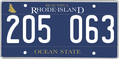 RI license plate 205063
