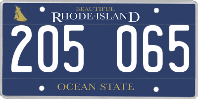 RI license plate 205065