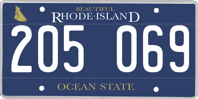 RI license plate 205069