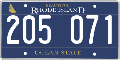 RI license plate 205071