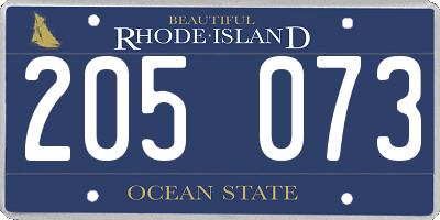 RI license plate 205073