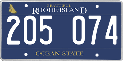 RI license plate 205074