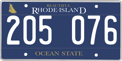 RI license plate 205076