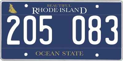 RI license plate 205083