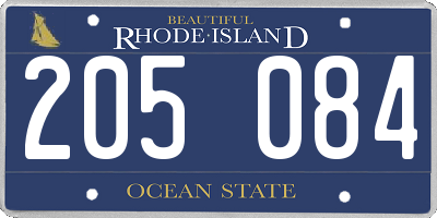 RI license plate 205084