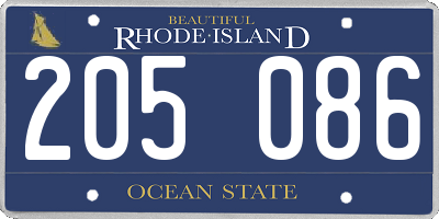 RI license plate 205086