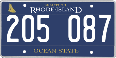 RI license plate 205087