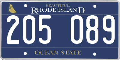 RI license plate 205089