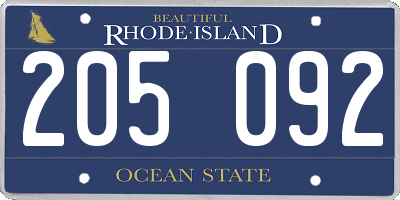 RI license plate 205092