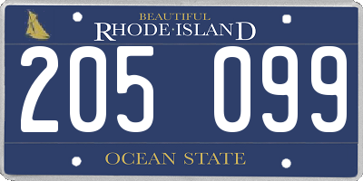 RI license plate 205099
