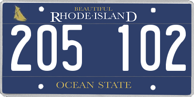 RI license plate 205102