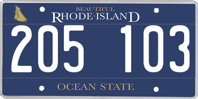 RI license plate 205103