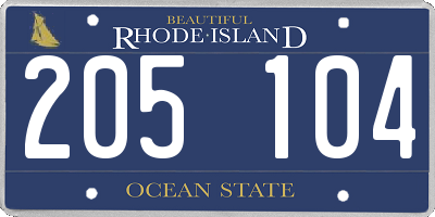 RI license plate 205104