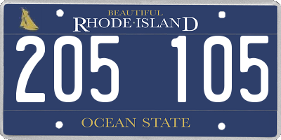 RI license plate 205105