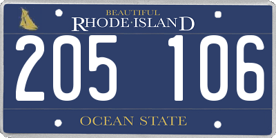 RI license plate 205106