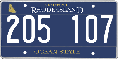 RI license plate 205107