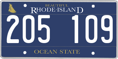 RI license plate 205109