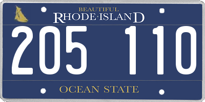 RI license plate 205110