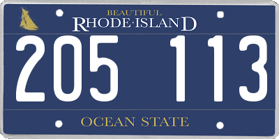 RI license plate 205113