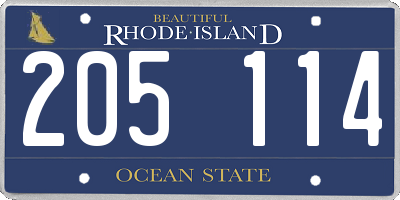 RI license plate 205114