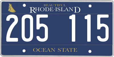 RI license plate 205115