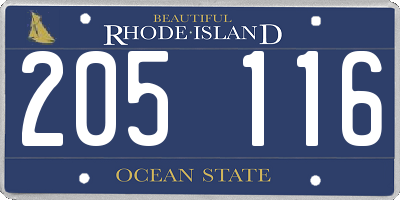 RI license plate 205116