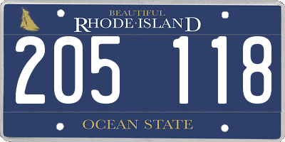 RI license plate 205118