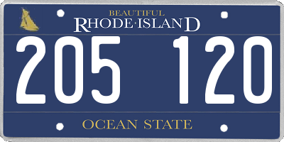 RI license plate 205120