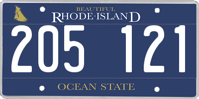 RI license plate 205121
