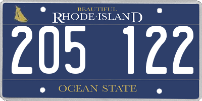 RI license plate 205122