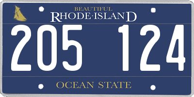 RI license plate 205124