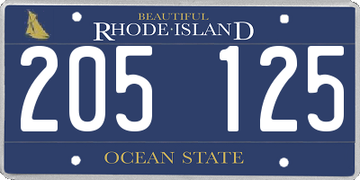 RI license plate 205125
