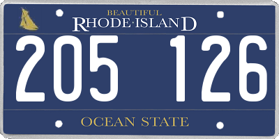 RI license plate 205126