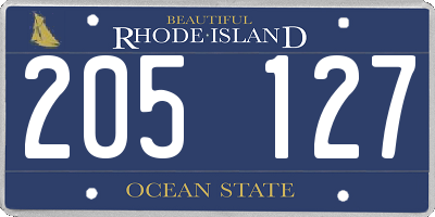 RI license plate 205127