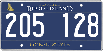RI license plate 205128