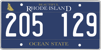 RI license plate 205129