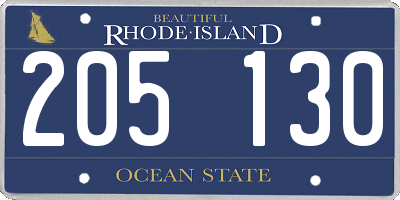 RI license plate 205130