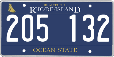 RI license plate 205132