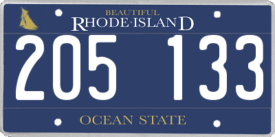 RI license plate 205133