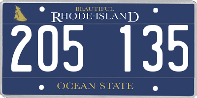RI license plate 205135