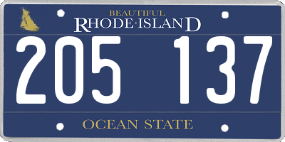 RI license plate 205137