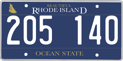 RI license plate 205140