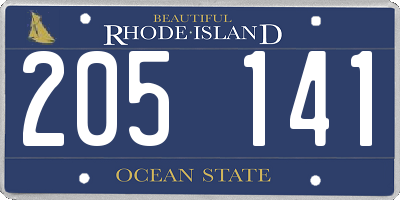 RI license plate 205141